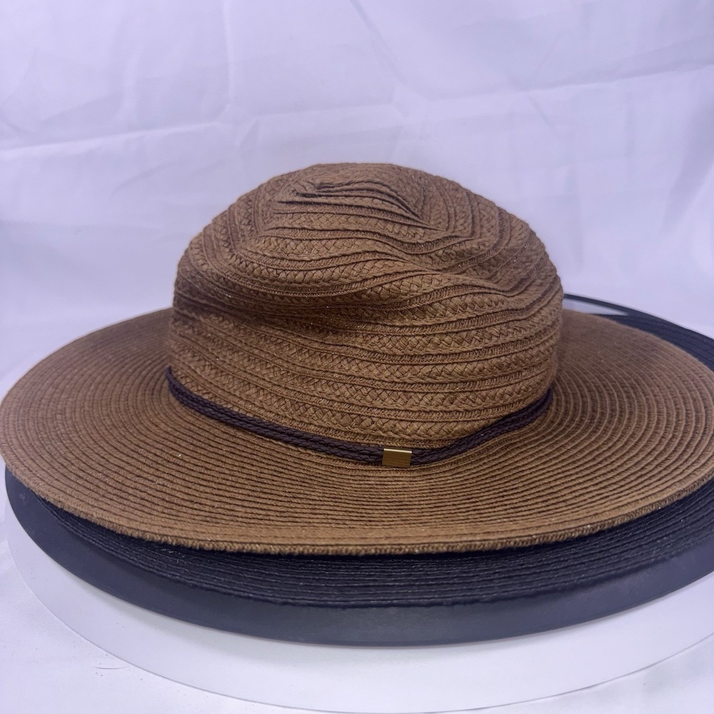 San Diego Hat Co Fedora Sun Hat Flat Brim Toast Beige Brown RN122405 O/S